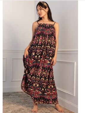 Anthropologie Quilted Floral Maxi Dress